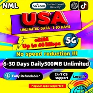USA eSIM 5G 6-30 Days Daily500MB Unlimited Data eSIM USA Verizon AT&T