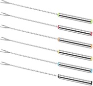 Fondue Forks, Fondue Forks 6 pack, 9.5 Inch Color-Coded Stainless Steel Fondue Sticks, Heat Resistant Handle, Dishwasher Safe, Applicable to Chocolate Fountain, Cheese, Barbecue, Marshmallows