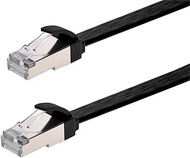 Monoprice Cat6A Ethernet Patch Cable - Slim Flat U/FTP 30AWG Molded Boot 25ft Black