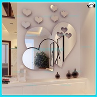 Acrylic 3d solid wall sticker self-adhesive mirror heart-shaped living room bedroom dining room bathroom wall background decorative painting