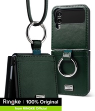 Ringke Folio Signature เข้ากันได้กับ Samsung Galaxy Z Flip 4 5G Case Handcrafted Premium PU Leather 