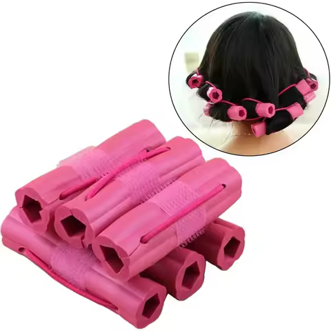 6Pcs Self-adhesive Hair Curler DIY Wavy Hair Rollers Soft Flower Shape Magic Foam Sponge Hair Curlin