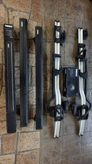 Thule 翼桿 + 抬高式車頂架 + 2 個單車架
