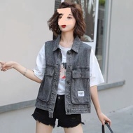 denim suit woman denim vest woman Fashionable Casual Denim Vest - Sleeveless Trendy Style for Women