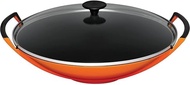 Le Creuset Enameled Cast-Iron 14-1/4-Inch Wok with Glass Lid, Flame