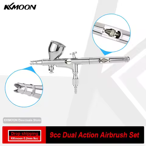 KKmoon 0.2mm 9cc Gravity Feed Dual Action Airbrush Set for Art Painting Tattoo Manicure Paint Hobby 