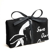 [deya] Big Winged Whale Canvas Bow Gift Tote Bag