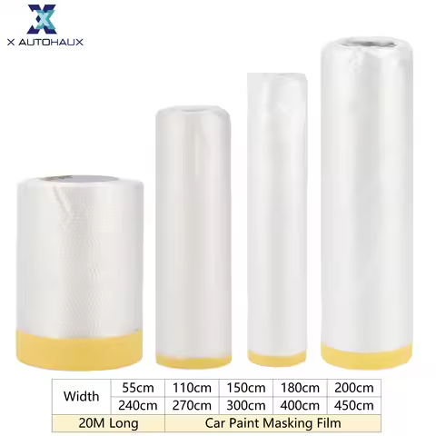 X Autohaux 20M Long 55cm-450cm Width Car Paint Masking Film Protective film Plastic Pre-Taped Maskin