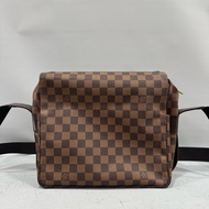 LV N45255 咖棋盤格拉鏈上蓋斜背包 豆腐包