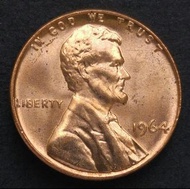 1964年 美國林肯一美仙硬幣一枚 (64-02)