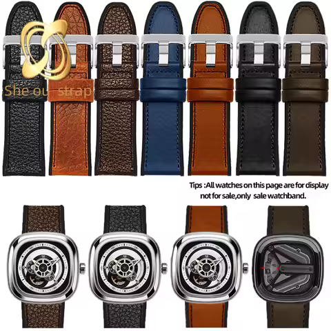 28mm Black Brown Cowhide Watch Strap For SEVENFRIDAY M2/02 P1B/01 Watch Strap Watch Bracelet