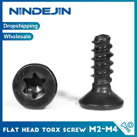 Flat Head Torx Tapping Screw Flat Tail Black Coated 304 Stainless Steel M2 M2.3 M2.6 M3 M4 CSK Head 