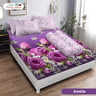 Sprei Lady Rose Queen B4 160x200 Tinggi 20cm Bantal 4 Guling 2 - Motif Abstrak / Bunga / Karakter / 