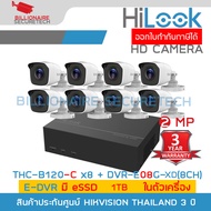 SET HILOOK eDVR DVR-E08G-XD (8 CH) + THC-B120-C x 8 ชุดกล้องวงจรปิด 8 CH มี eSSD 1TB ในตัว BY BILLIO
