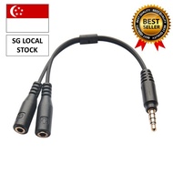 [SG SELLER] 3.5mm Jack Earphone Audio Splitter Adapter 1 Male to 2 Female Extension Aux Cable for Car MP3/4 CD Player