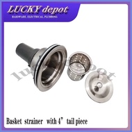 ∇ ◪ KITCHEN SINK BASKET STRAINER W/ 4" TAIL PIECE ECQ