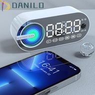 DANILO1 USB LED Mirror Speaker, Subwoofer Bluetooth 5.0 Quiet Digital Alarm Clock Radio, Durable Wireless FM RGB LED Display Mirror Clock Speaker Desktop Clock