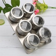 Leten Place Food Seasoning Magnetic Spice Jar Storage Container - C121 - Silver