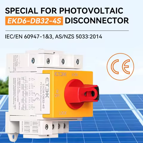 ETEC DC Solar Isolator Switch PV 1000V 32A 2P Din Rail Mounting Rotating Handle CE Disconnector For 