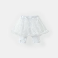韓國 OZKIZ - 鬆緊腰網紗裙內搭褲-白