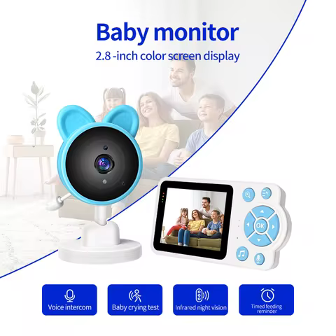 Baby Care Infrared Night Vision Breastfeeding Reminder Temperature Detection Lullaby Wireless Connec