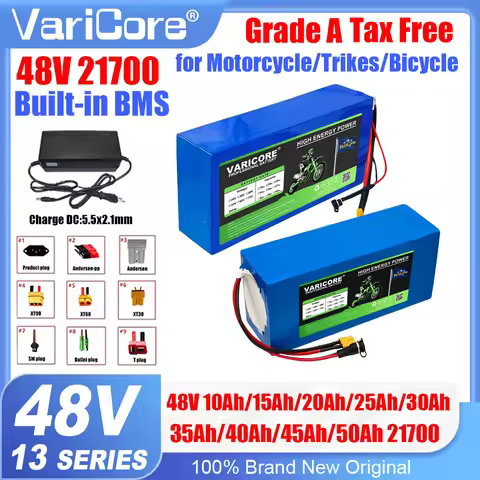 48V/54.6V 10Ah 15Ah 20Ah 25Ah 30Ah 35Ah 40Ah 45Ah 50Ah 21700 Lithium Battery Pack 13s Built in BMS F