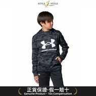 (日本平行進口)UNDER ARMOUR-Under Armour（儿童）装甲羊毛打印大徽标连帽衫1388280 001套头衫