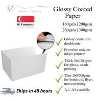 Glossy Coated Paper For Printing 160 200 260 300 gsm Photo Cards Gifting Name Poster Menu Packing Brochure Flyer Craft