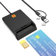 CAC Card Reader Military, USB SIM Card Reader 2 in 2 Smart Card Reader DOD Military USB Common Acces