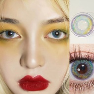 【ready stock & give gifts】2pcs  Colorful  Contact lens Yearly use  Seven color lenses  degrees0.00-8