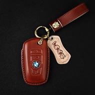 BMW寶馬M3/5系x127 汽車鑰匙包皮套 義大利進口植鞣牛皮 棕色