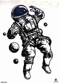 Stiker Tato Tempel Temporer 3d Tahan Air Tahan Lama Gambar Astronot Angkasa