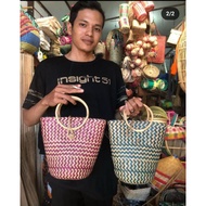 Purun Oval Rattan Handle Bag
