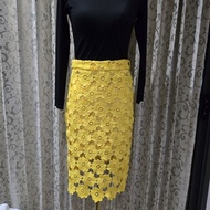 Yellow Floral Lace Skirt