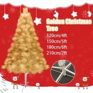 (WY) GSE GOLD TREE Christmas Tree 120cm 150cm 180cm 210cm 4Ft 5Ft 6Ft 7Ft Metal Stand ( GOLD TREE ) Fast
