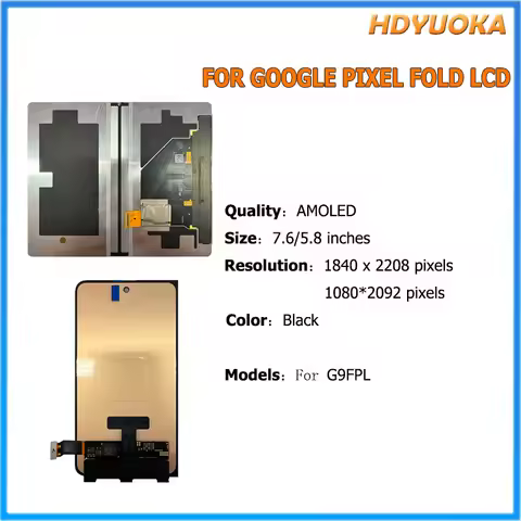 7.6" Foldable Inner Screen For Google Pixel Fold 5G LCD G9FPL Display Touch Screen Digitizer Assembl