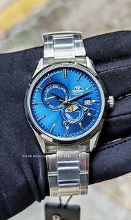 Brand New Orient Sun &amp; Moon Blue SunBurst Dial Men's Automatic Watch RA-AK0308L