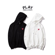 ❤❀ [Ready Stock] ❤ Fashion CDG Play Heart Embroidery Long Sleeve Cotton Couple Hoodie Unisex
