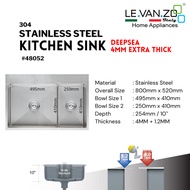 LEVANZO Stainless Steel Kitchen Sink 4MM Deepsea Series #48052