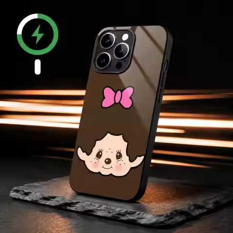 Monchhichi Phone Case For iPhone17 16 15 14 13 12 11 X XR XS 8 Plus Mini Pro Max Glass Magnetic Case