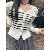 Zero shop🐰พร้อมส่ง🐰 (Zero-M2915) เสื้อไหมพรมคอปกผ้าร่อง แขนยาว สไตล์เกาหลี-C