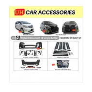 TOYOTA ALPHARD 08 CONVERT 18 ANH20 CONVERT 30 FRONT BUMPER DOOR PLATE AND REAR BUMPER WITH ACCESSORI
