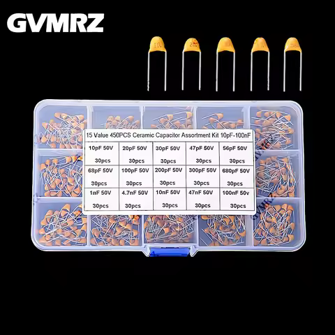 450PCS Monolithic Ceramic Capacitor Kits 10pF - 100NF 50V 10PF 30PF 47PF 56PF 68PF 100PF 200PF 300PF