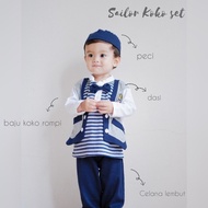 KEMEJA YANCSHOP SAILOR KOKO Muslim Clothes Aqiqah Eid Pants Suit Shirt Go Street Fashion Kids Baby B