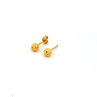 POH KONG 916/22K Gold Carved Round Shape Earrings