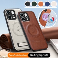 Magnetic Charge Ring Leather Case For OPPO Reno14 F Reno 14 Pro 14F 5G Stand Holder Plain Casing Pho