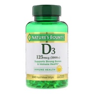 Vitamina D3 5000 UI 125 mg 240 cápsulas blandas Nature's Bounty Eua Imp 2RET