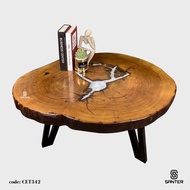 CET342. Chengal Emas Solid Wood Coffee Table (Calacatta Marble effect)