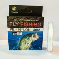 Alat Senar Pancing Terbang 50m Benang Pancing Kuat Anti Gigitan PE + Nilon Fly Fishing Line Anti Ker