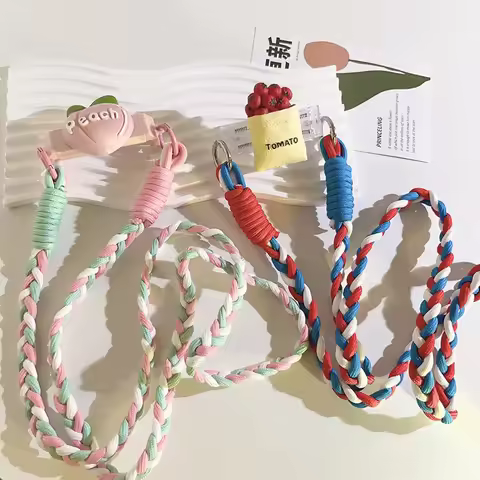 Long Crossdy Phone Lanyard Korean Fashion Fruit Milk Tea Rope for Phone Colorful Peach Floral Phone 
